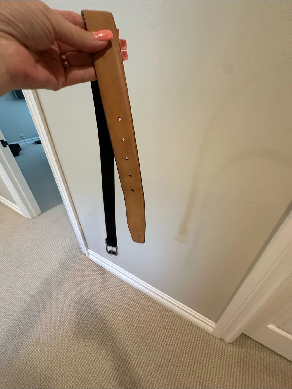 Men's Black Leather Belt with Silver Buckle